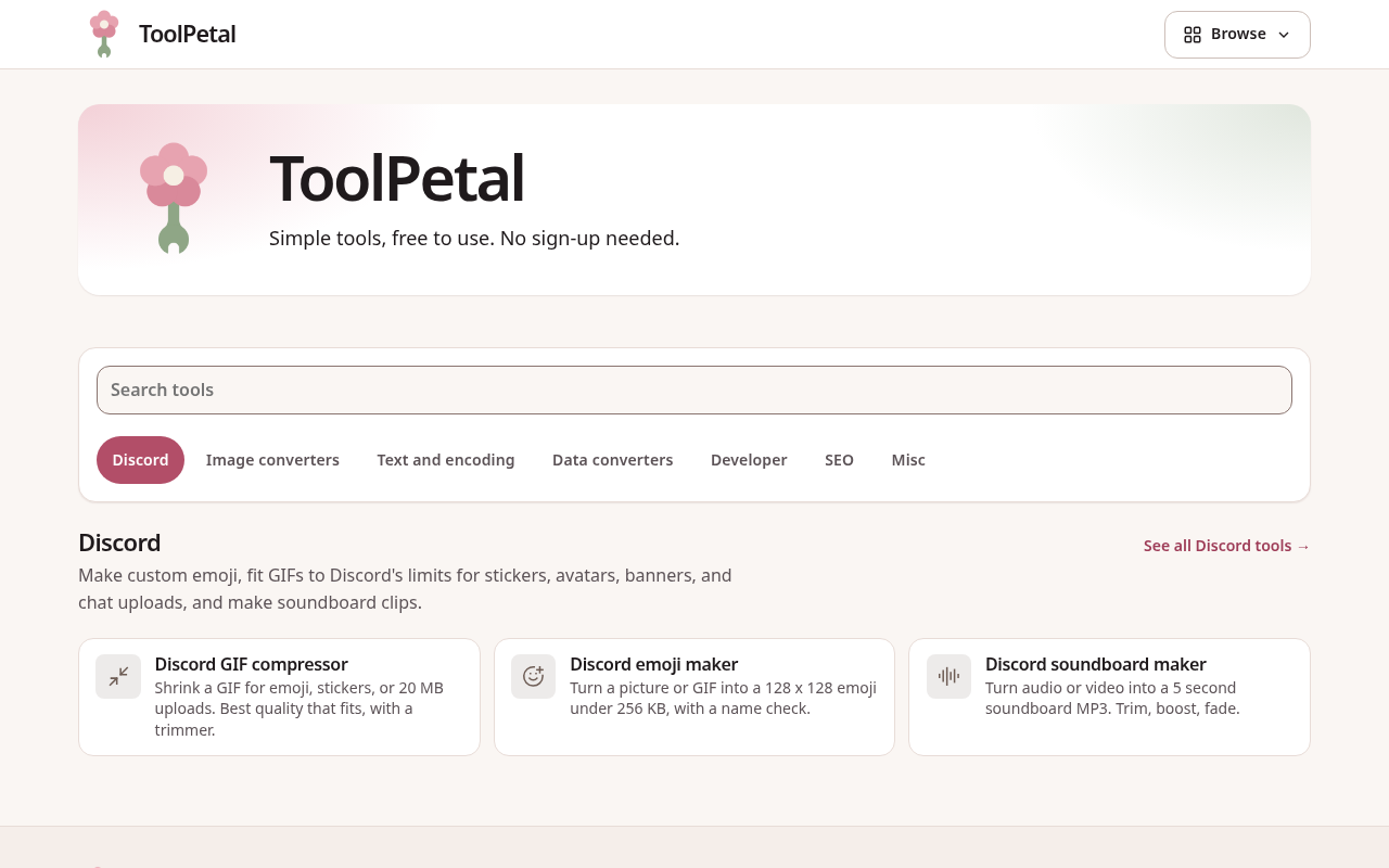ToolPetal Discord Tools